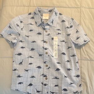 Jumping Beans Gray Dinosaur Print Kids Button Down Shirt